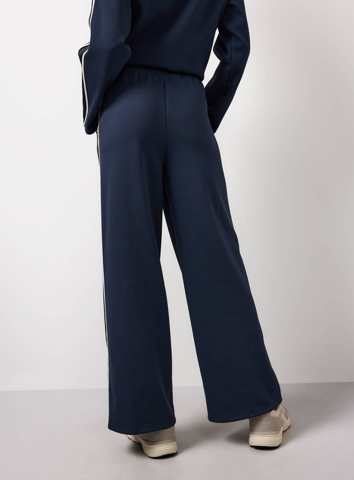 Dark Blue Elevated Side Stripe Co-ord Wide Leg Joggers M - Image 4